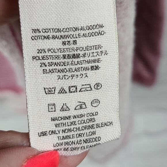 Free People Lacey Love Cutout Top French Terry Soft Berry Stripe Pullover - Picture 12 of 15